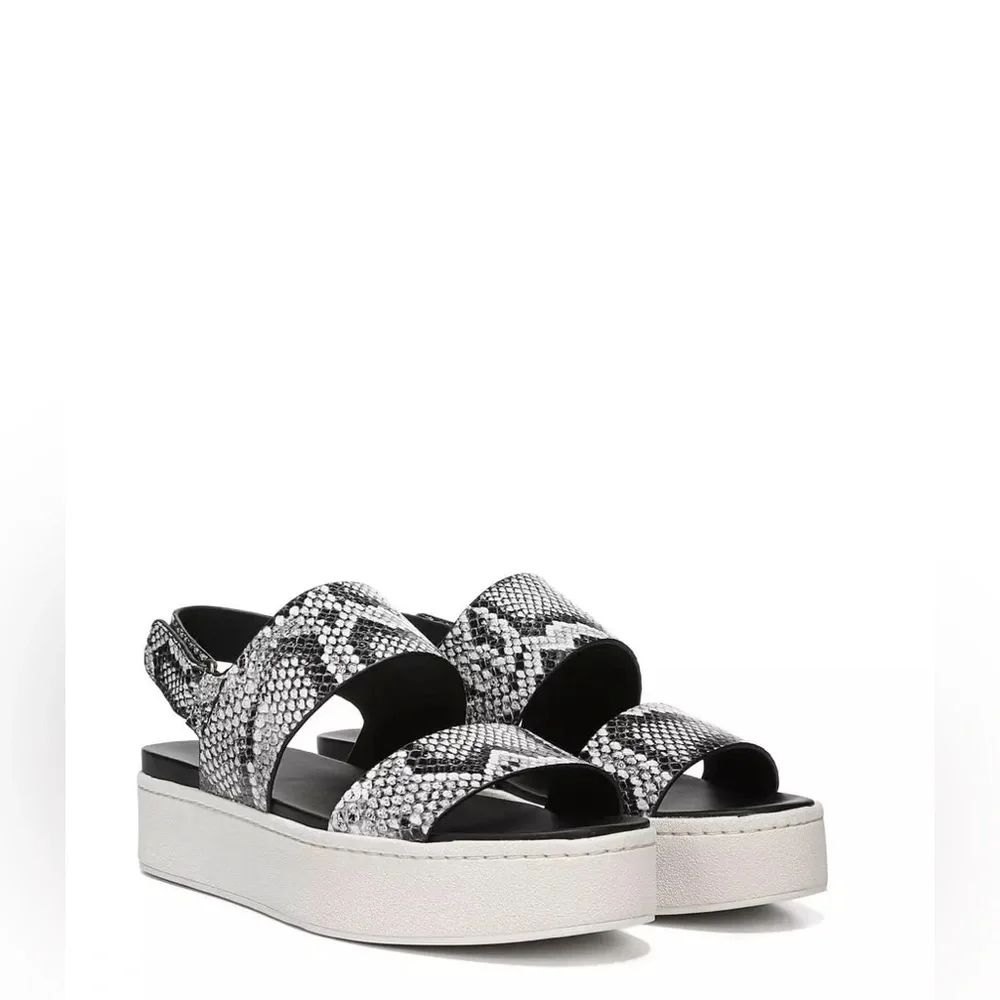 Vince Westport Wide Leather Snake Embossed Strap Platform Sanda eu 39